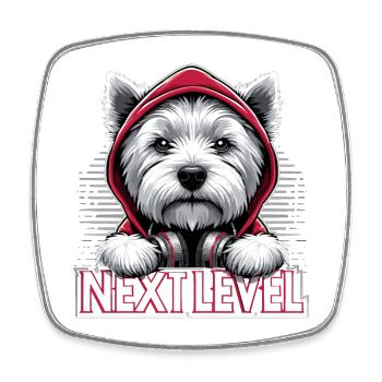 West Highland White Terrier Next Level Hip Hop - Square fridge magnet - white - Front