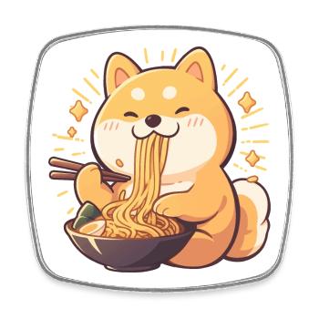 Hund isst Ramen - Viereckiger Kühlschrankmagnet - Weiß - Vorne