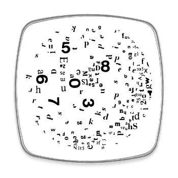 Numbers and letters - Square fridge magnet - white - Front