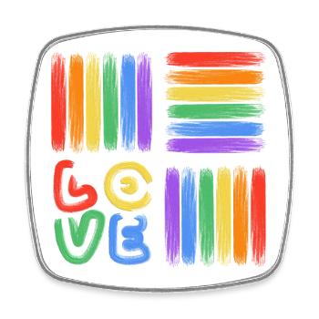 Rainbow Love Brush Art - Square fridge magnet - white - Front