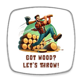 Haben Sie Holz? Werfen wir! Axt Sport - Viereckiger Kühlschrankmagnet - Weiß - Vorne