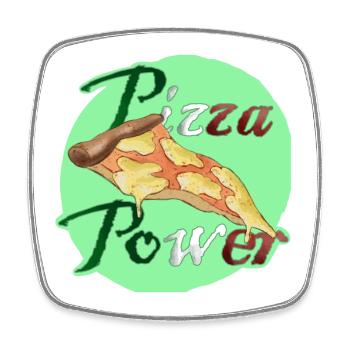 Pizza Power Super Powers Energy Slice UK - Viereckiger Kühlschrankmagnet - Weiß - Vorne