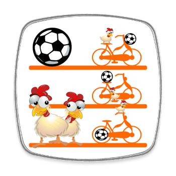 Pays-Bas poulets vélo football - Magnet carré - blanc - Devant