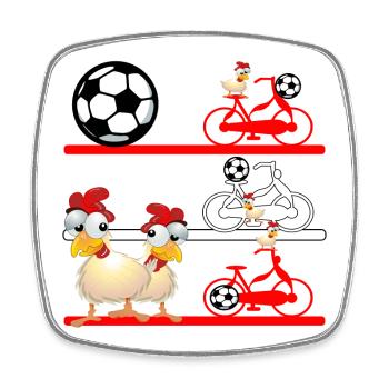 AUTRICHE Poulets Football - Magnet carré - blanc - Devant