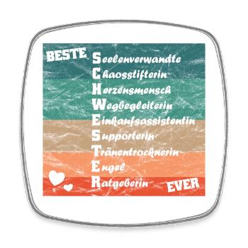 beste Schwester ever Die beste Schwester der Welt - Viereckiger Kühlschrankmagnet - Weiß - Vorne