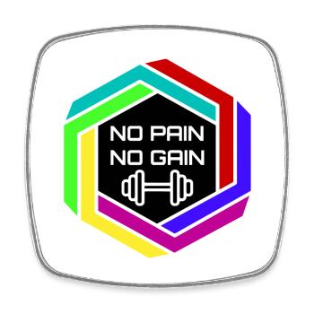 No Pain No Gain - Fitness, décalcomanie - Magnet carré - blanc - Devant