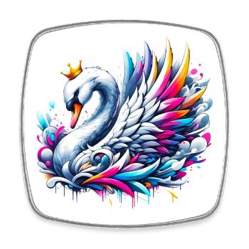 Cygne avec la reine héritière du roi Princesse Prince - Magnet carré - blanc - Devant