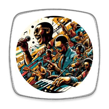 Afro Style Jazz Fusion - Square fridge magnet - white - Front