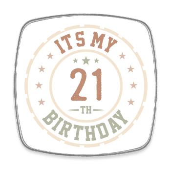 It's My 21st Birthday Gift 21 Years - Square fridge magnet - white - Front