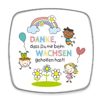 Message de remerciement de la crèche | Enfants - Arc-en-ciel - Fleurs - Magnet carré - blanc - Devant