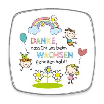 Dire adieu | Enfants - Arc-en-ciel - Fleurs - Magnet carré - blanc - Devant