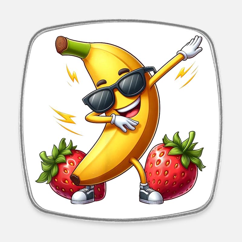 Dabbing Sunglasses Banana Strawberry Funny Dab - Square fridge magnet - white