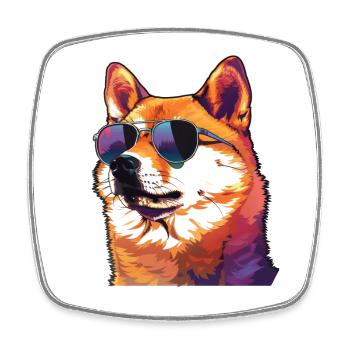 Akita, hund, Sonnenbrille, sommer - Viereckiger Kühlschrankmagnet - Weiß - Vorne