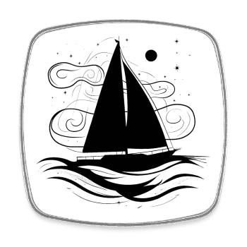 Sailing Sketch - Square fridge magnet - white - Front