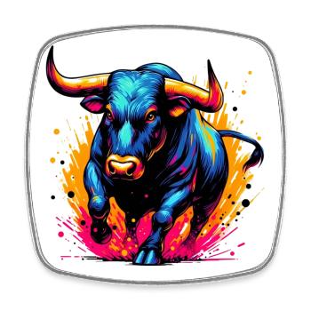 Stier - Viereckiger Kühlschrankmagnet - Weiß - Vorne