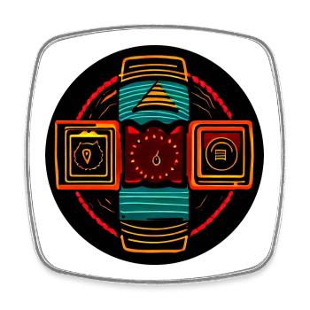 Neon Geometric Icons - Native Freestyle - Magnet carré - blanc - Devant