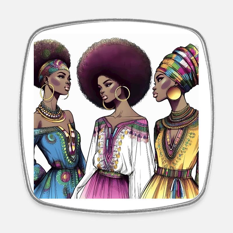 Afro style African Elegance - Square fridge magnet - white