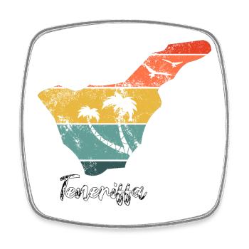 Tenerife map outline Canary Islands holiday vintage - Square fridge magnet - white - Front