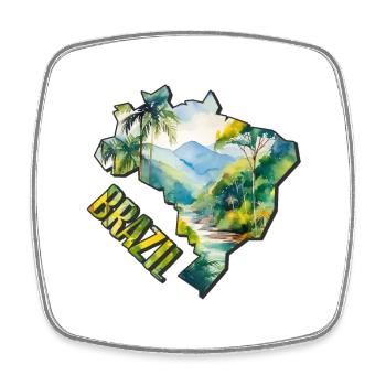 Carte à l’aquarelle Brésil - Magnet carré - blanc - Devant