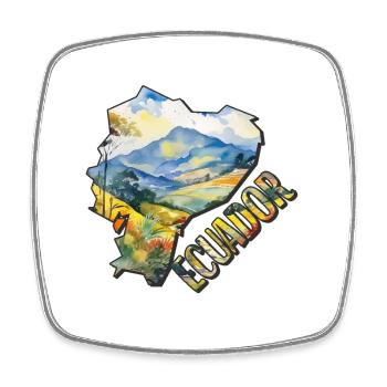 Carte à l’aquarelle de l’Équateur - Magnet carré - blanc - Devant