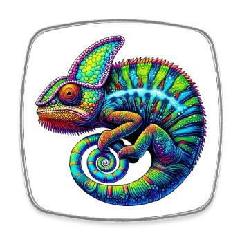 Caméléon - Magnet carré - blanc - Devant
