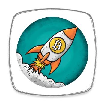 Fusée crypto : Bitcoin sur la lune ! - Magnet carré - blanc - Devant
