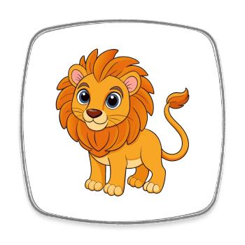 Lion Mignon Mascotte Personnage De Dessin Animé Kawaii - Magnet carré - blanc - Devant