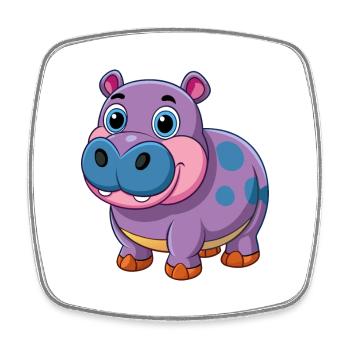 Hippopotame Mignon Mascotte Personnage De Dessin Animé Kawaii - Magnet carré - blanc - Devant