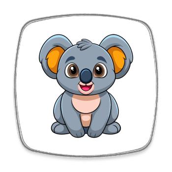 Koala Mascotte mignonne Personnage de dessin animé Kawaii - Magnet carré - blanc - Devant