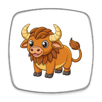 Buffalo Cute Mascot Cartoon Character Kawaii - Square fridge magnet - white - Front