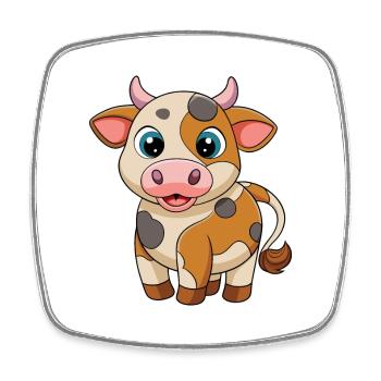 Kuh Niedliche Maskottchen Zeichentrickfigur Kawaii - Viereckiger Kühlschrankmagnet - Weiß - Vorne