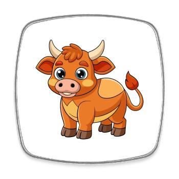 Bull Cute Mascot Cartoon Character Kawaii - Square fridge magnet - white - Front