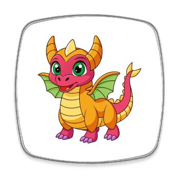 Dragon Cute Mascot Cartoon Character Kawaii - Square fridge magnet - white - Front