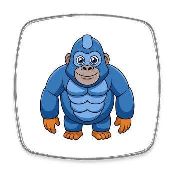 Gorilla Cute Mascot Cartoon Character Kawaii - Square fridge magnet - white - Front