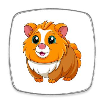 Cochon d’Inde Mascotte mignonne Personnage de dessin animé Kawaii - Magnet carré - blanc - Devant