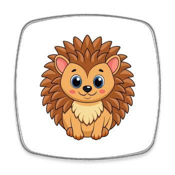 Igel Niedliche Maskottchen Zeichentrickfigur Kawaii - Viereckiger Kühlschrankmagnet - Weiß - Vorne