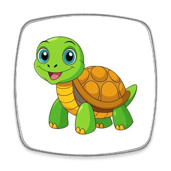 Turtle Cute Mascot Cartoon Character Kawaii - Square fridge magnet - white - Front