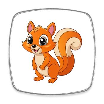 Eichhörnchen Niedliche Maskottchen Zeichentrickfigur Kawaii - Viereckiger Kühlschrankmagnet - Weiß - Vorne