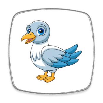 Seagull Cute Mascot Cartoon Character Kawaii - Square fridge magnet - white - Front