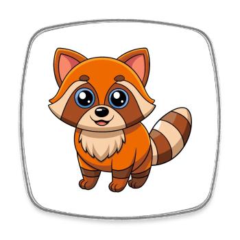 Raccoon Cute Mascot Cartoon Character Kawaii - Square fridge magnet - white - Front