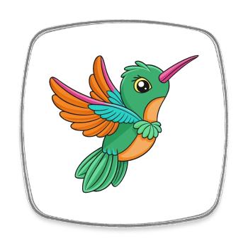 Colibri Mascotte mignonne Personnage de dessin animé Kawaii - Magnet carré - blanc - Devant
