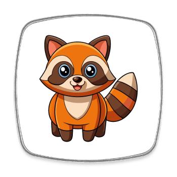 Raccoon Cute Mascot Cartoon Character Kawaii - Square fridge magnet - white - Front