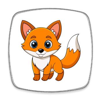 Fuchs Niedliches Maskottchen Zeichentrickfigur Kawaii - Viereckiger Kühlschrankmagnet - Weiß - Vorne