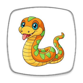 Snake Cute Mascot Cartoon Character Kawaii - Square fridge magnet - white - Front