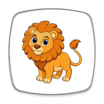 Lion Mignon Mascotte Personnage De Dessin Animé Kawaii - Magnet carré - blanc - Devant
