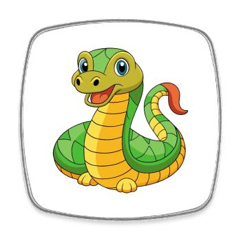 Anaconda Cute Mascot Cartoon Character Kawaii - Square fridge magnet - white - Front