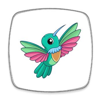 Colibri Mascotte mignonne Personnage de dessin animé Kawaii - Magnet carré - blanc - Devant
