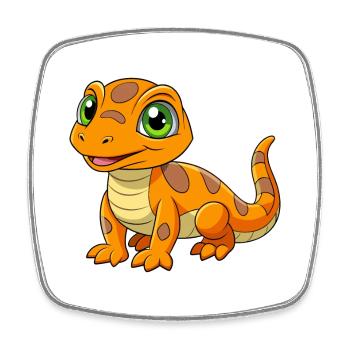 Lizard Cute Mascot Cartoon Character Kawaii - Square fridge magnet - white - Front