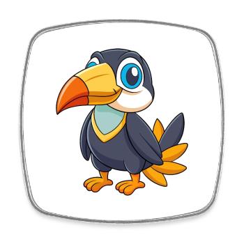 Toucan Cute Mascot Cartoon Character Kawaii - Square fridge magnet - white - Front