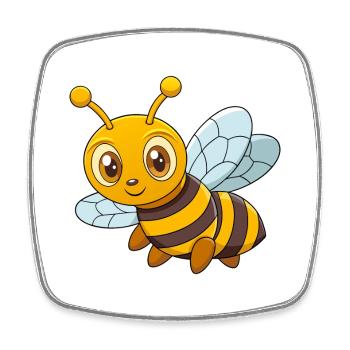 Abeille Mignonne Mascotte Personnage De Dessin Animé Kawaii - Magnet carré - blanc - Devant